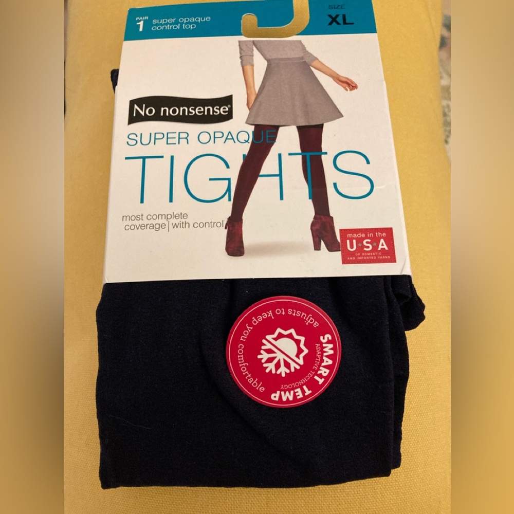 New 1 Pair Super Opaque Tights with Smarttemp Technology NAVY SZ XL Control Top